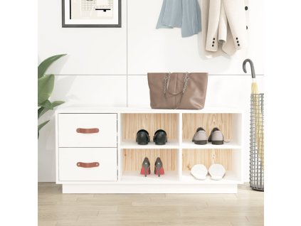 vidaXL Lavica na topánky biela 100x34x45 cm masívna borovica