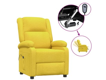 vidaXL Elektrické sklápacie kreslo, žlté, látka