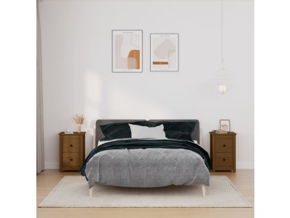 vidaXL Nočné stolíky 2 ks medovohnedé 40x35x61,5 cm borovicový masív