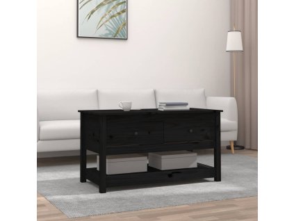 vidaXL Konferenčný stolík čierny 102x49x55 cm borovicový masív