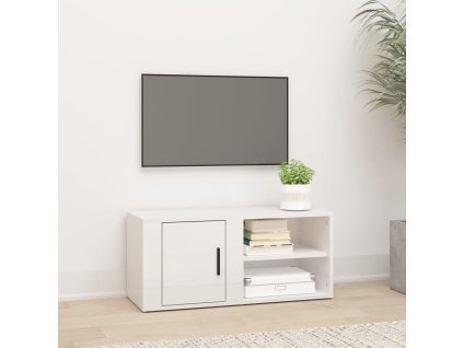 vidaXL TV skrinka lesklá biela 80x31,5x36 cm spracované drevo