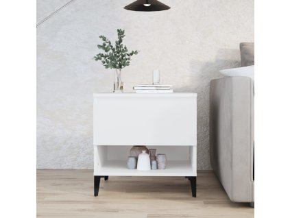 vidaXL Bočný stolík biely 50x46x50 cm spracované drevo