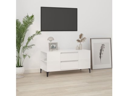 vidaXL TV skrinka lesklá biela 102x44,5x50 cm spracované drevo