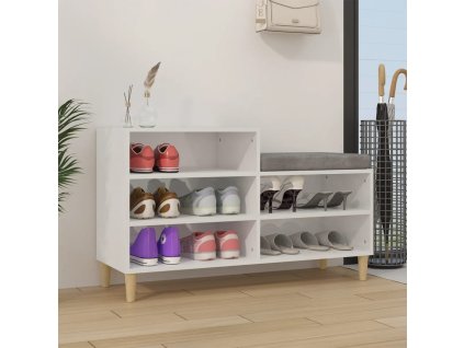 vidaXL Botník lesklý biely 102x36x60 cm spracované drevo