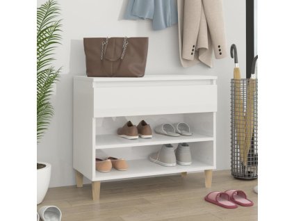 vidaXL Botník lesklý biely 70x36x60 cm spracované drevo