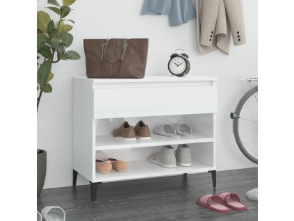 vidaXL Botník lesklý biely 70x36x60 cm spracované drevo
