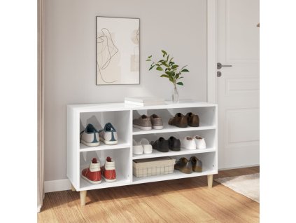 vidaXL Botník lesklý biely 102x36x60 cm spracované drevo