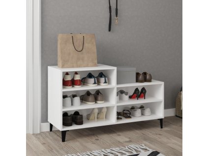 vidaXL Botník biely 102x36x60 cm spracované drevo