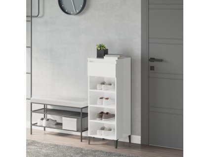 vidaXL Regál na topánky lesklý biely 40x36x105 cm spracované drevo
