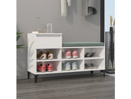 vidaXL Botník lesklý biely 102x36x60 cm spracované drevo