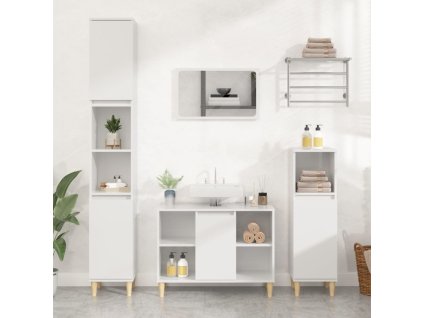 vidaXL Umývadlová skrinka lesklá biela 80x33x60 cm kompozitné drevo