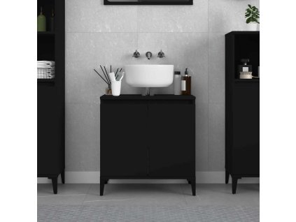 vidaXL Umývadlová skrinka čierna 58x33x60 cm kompozitné drevo