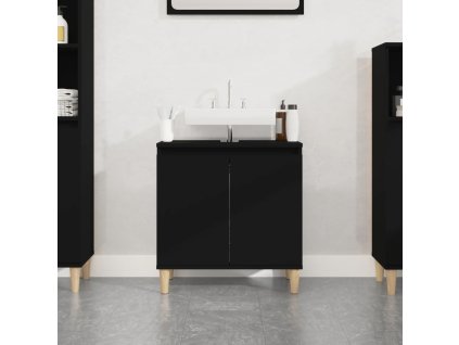 vidaXL Umývadlová skrinka čierna 58x33x60 cm kompozitné drevo