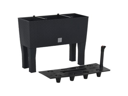vidaXL Vyvýšený záhradný kvetináč antracitový 60x25x46 cm PP ratan