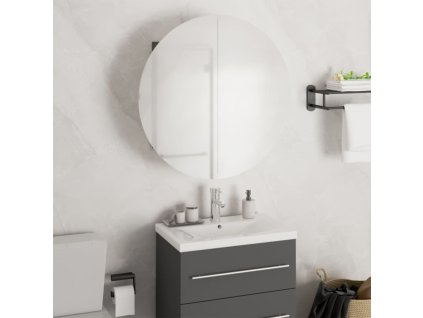 vidaXL Kúpeľňová skrinka s okrúhlym zrkadlom a LED sivá 47x47x17,5 cm