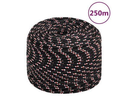 vidaXL Lodné lano čierne 8 mm 250 m polypropylén