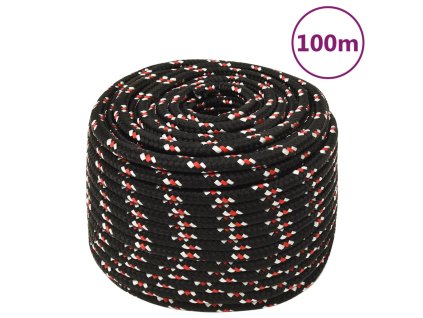 vidaXL Lodné lano čierne 14 mm 100 m polypropylén