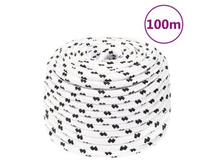 vidaXL Pracovné lano biele 10 mm 100 m polyester