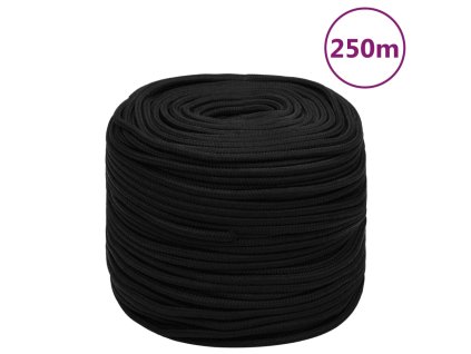 vidaXL Pracovné lano čierne 6 mm 250 m polyester
