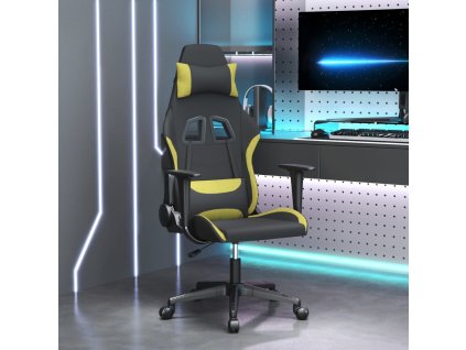 vidaXL Masážna herná stolička, čierna a svetlozelená, látka