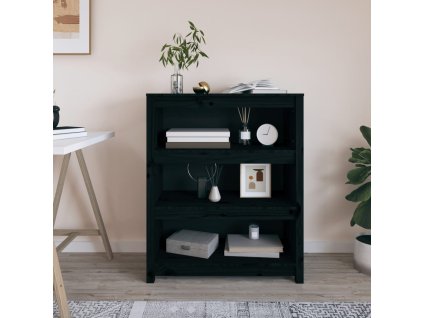 vidaXL Knižnica čierna 80x35x97 cm masívna borovica