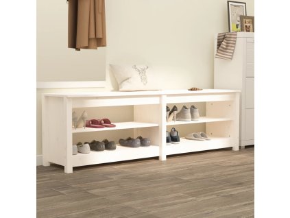 vidaXL Lavica na topánky biela 160x36,5x50 cm masívna borovica