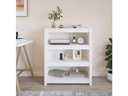 VidaXL Knižnica biela 80x35x97 cm masívna borovica