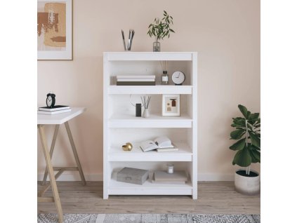 VidaXL Knižnica biela 80x35x126 cm masívna borovica