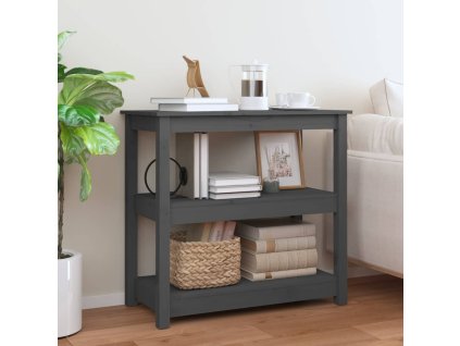 vidaXL Konzolový stolík sivý 80x40x74 cm masívne borovicové drevo