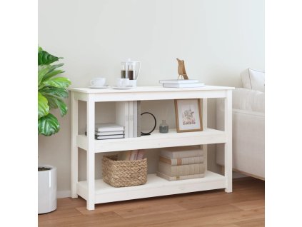 vidaXL Konzolový stolík biely 110x40x74 cm masívne borovicové drevo