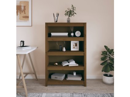 VidaXL Knižnica medovohnedá 80x35x126 cm masívna borovica