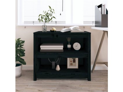 VidaXL Knižnica čierna 80x35x68 cm masívna borovica