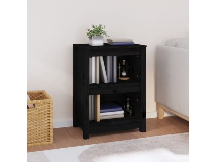 VidaXL Knižnica čierna 50x35x68 cm masívna borovica