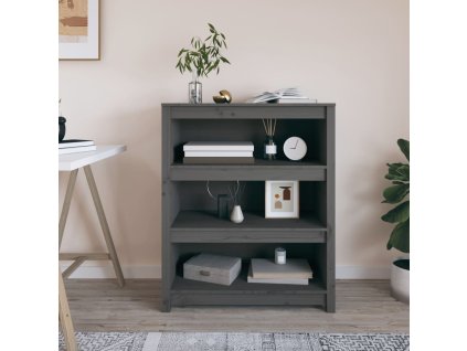 VidaXL Knižnica sivá 80x35x97 cm masívna borovica