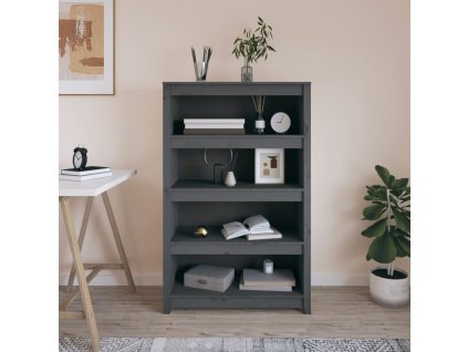 VidaXL Knižnica sivá 80x35x126 cm masívna borovica