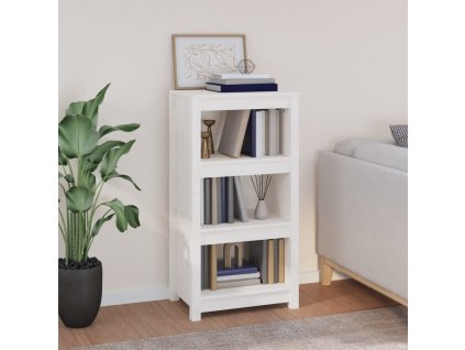 VidaXL Knižnica biela 50x35x97 cm masívna borovica