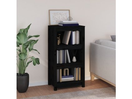 vidaXL Knižnica čierna 50x35x97 cm masívna borovica