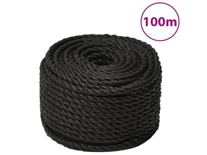 vidaXL Pracovné lano čierne 16 mm 100 m polypropylén