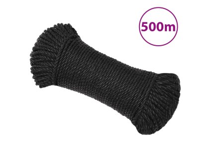 vidaXL Pracovné lano čierne 6 mm 500 m polypropylén
