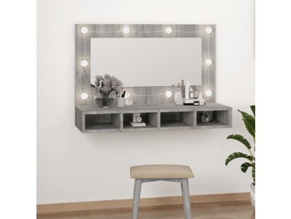 vidaXL Zrkadlová skrinka s LED sivý dub sonoma 90x31,5x62 cm