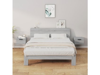 vidaXL Nástenné nočné stolíky 2 ks sivé sonoma 34x30x20 cm