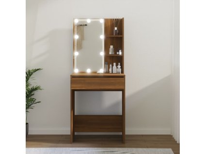 vidaXL Toaletný stolík s LED hnedý dub 60x40x140 cm