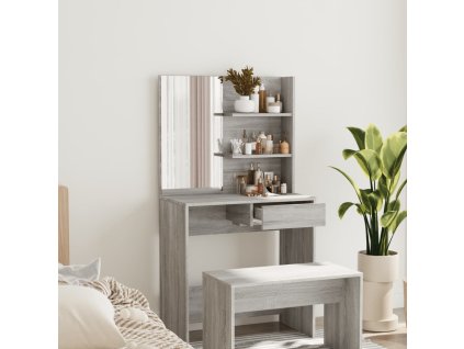 vidaXL Toaletný stolík so zrkadlom sivý dub sonoma 74,5x40x141 cm