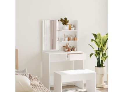 vidaXL Toaletný stolík so zrkadlom biely 74,5x40x141 cm