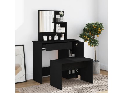 vidaXL Toaletný stolík so zrkadlom čierny 86,5x35x136 cm