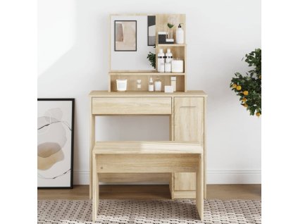 vidaXL Toaletný stolík so zrkadlom dub sonoma 86,5x35x136 cm