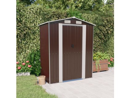 vidaXL Záhradná kôlňa tmevohnedá 192x108x223 cm pozinkovaná oceľ