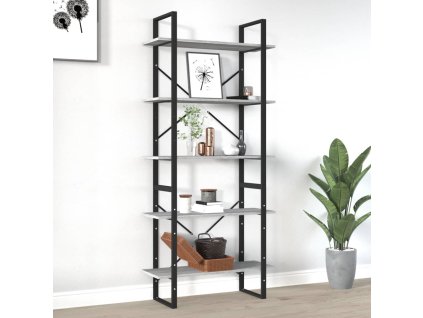 vidaXL Knižnica s 5 policami, sivá sonoma 80x30x175cm kompozitné drevo