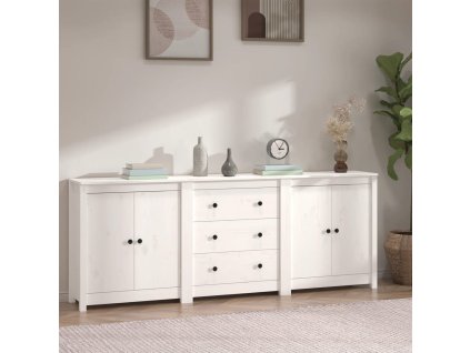 vidaXL Komoda biela 210x35x80 cm borovicový masív