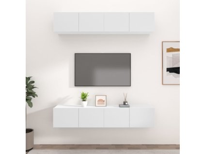 vidaXL TV skrinky 4 ks biele 80x30x30 cm spracované drevo